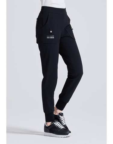 여성 컨투어핏 카고 조거 팬츠 블랙