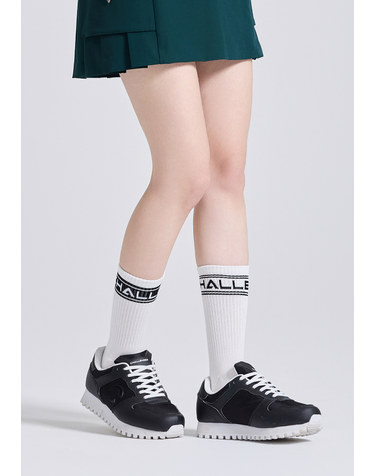 유니 언발란스 컬러블록 쿠션 중목 양말 화이트