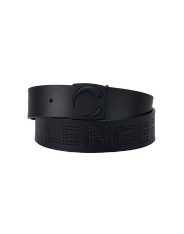 여성 아그씨 시그니처 로고펀칭 통가죽 벨트 블랙
