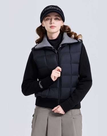 여성 윙카라 숄더 프리 스윙 구스다운 자켓 블랙