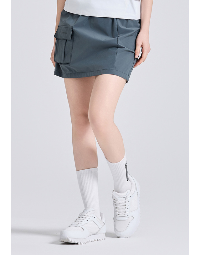 챌린저 [챌린저] 여성 벌룬 실루엣 원포켓 H라인 큐롯 라이트카키 착용컷