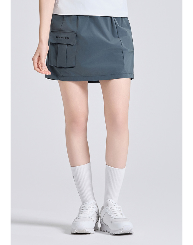 챌린저 [챌린저] 여성 벌룬 실루엣 원포켓 H라인 큐롯 라이트카키 착용컷