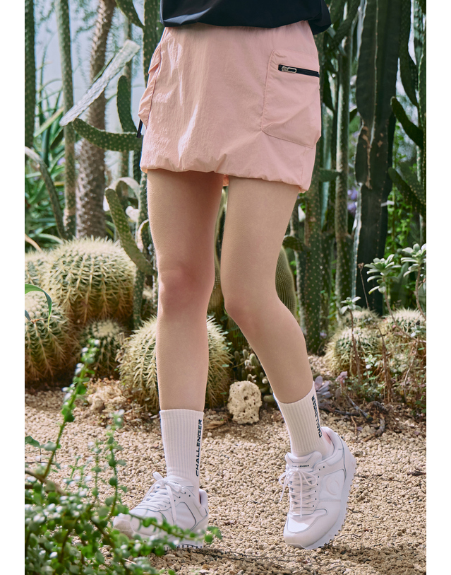 챌린저 [챌린저] 여성 나일론 벌룬핏 카고 큐롯 핑크 착용컷