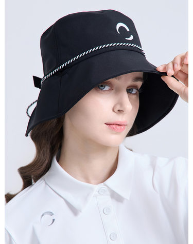 여성 스트랩 포인트 메쉬 버킷햇 블랙