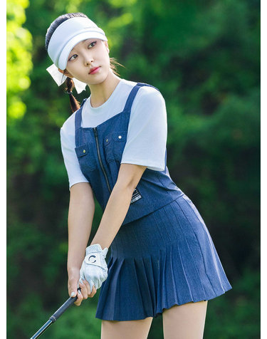 여성 아웃포켓 크롭 뷔스티에 베스트 네이비