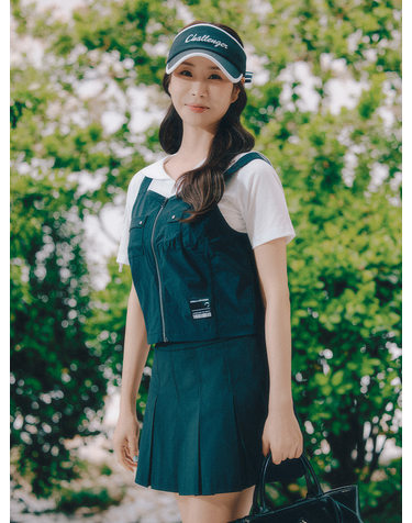 여성 아웃포켓 크롭 뷔스티에 베스트 블랙