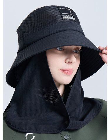 유니 에어패스 자외선 차단 탈부착 가림막 버킷햇 블랙