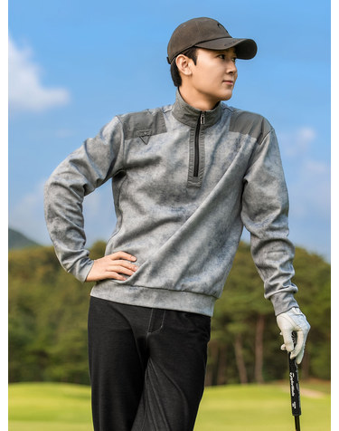남성 코어플렉스 옴브레 반집업 긴팔 티셔츠 그레이