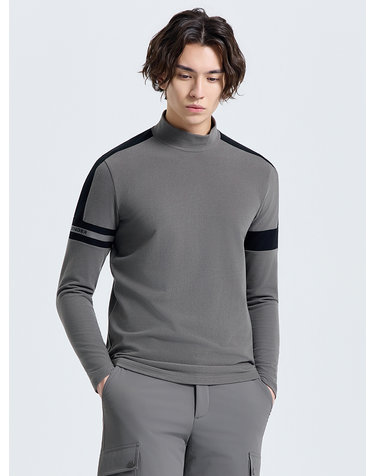 남성 기모 모크넥 긴팔 티셔츠 카키그레이