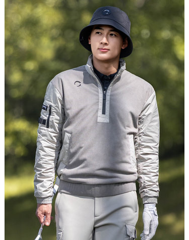 남성 코어플렉스 와플믹스 반집업 패딩 우븐탑 라이트베이지