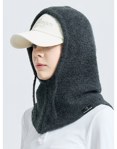 여성 부클 후드 바라클라바 차콜