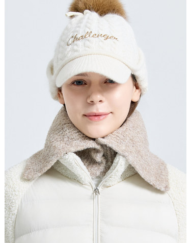 여성 버튼 부클 넥워머 라이트베이지