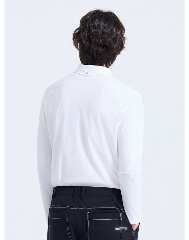 챌린저 남성 코어플렉스 소프트 저지 긴팔 티셔츠 화이트 착용컷