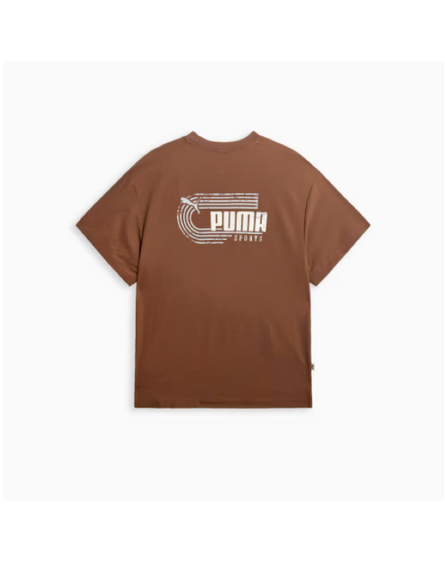 푸마 [갤러리아] 푸마(PUMA) 남녀공용 반팔티 슬리브 그래픽 티 우븐 63629145/브라운 착용컷