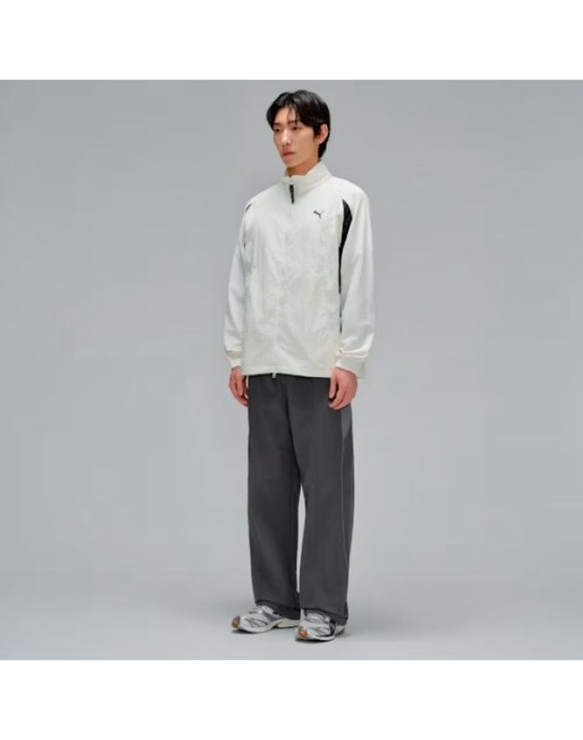 푸마 [갤러리아] 푸마(PUMA) 집업 바람막이 컬러블럭 우븐 자켓 61169002/웜화이트 착용컷