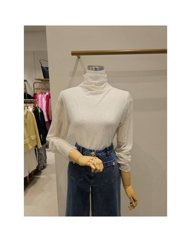 [갤러리아] [SI]잎패턴 시스루 하이넥 티셔츠(SHM1819CII)