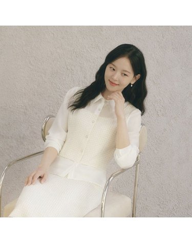 [갤러리아] [SI]트위드 뷔스티에 모달 블라우스(SHM1042CBB)