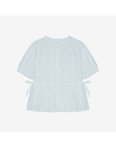 [갤러리아] [S]레이스 허리 리본 페플럼 블라우스(SHM2743FBB)