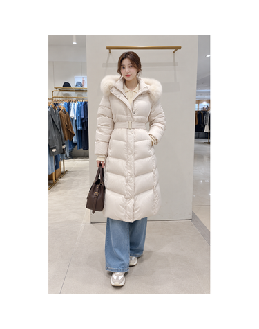 [갤러리아] [SI]폭스퍼 니트안감카라 롱 벨티드 덕다운 패딩(SXP0265ZJJ)