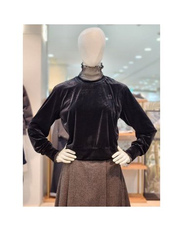 [갤러리아] [SI][24F/W] 벨벳 자수 크롭 티셔츠 (SDIBX28190)