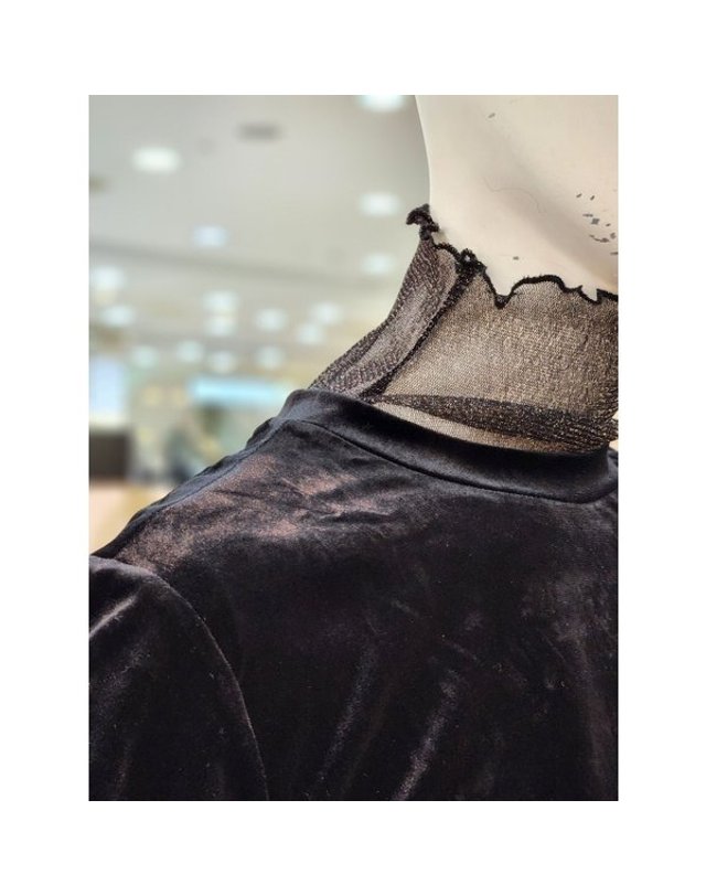 씨 [갤러리아] [SI][24F/W] 벨벳 자수 크롭 티셔츠 (SDIBX28190) 착용컷