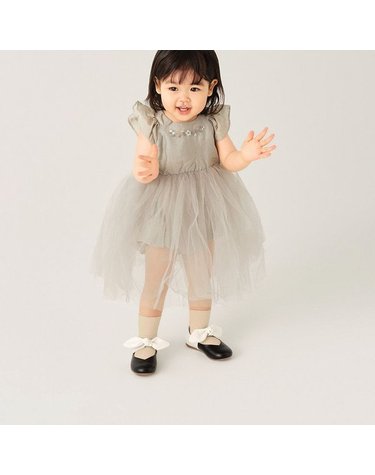 [갤러리아] 앙뉴 엔젤리카 블랙화이트 리본 여아플랫슈즈 / 여아구두