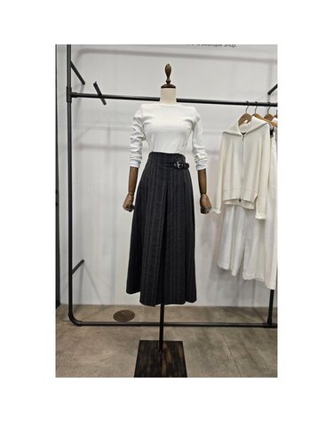 [갤러리아] LAP 벨트장식 스트라이프 플리츠스커트 AS7XS160