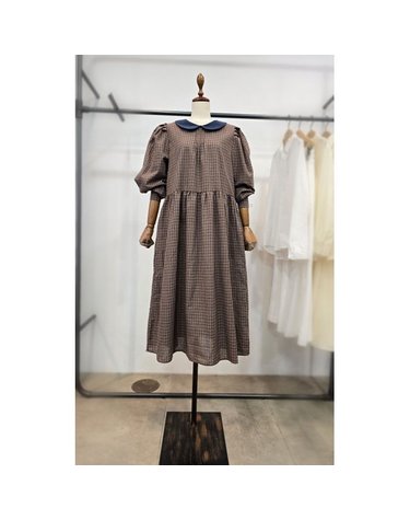 [갤러리아] LAP 둥근배색카라 체크원피스 AS7XO163