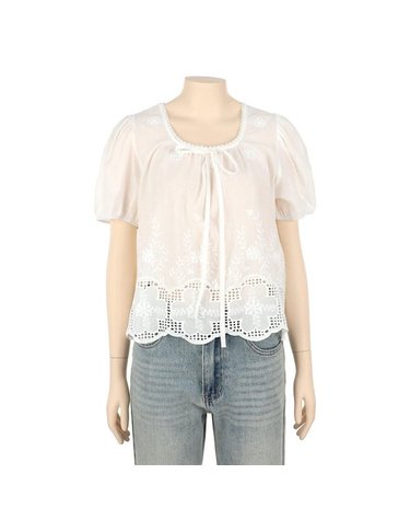 [갤러리아] LAP 밑단스칼럽레이스 에스닉자수 블라우스 AS7XB267