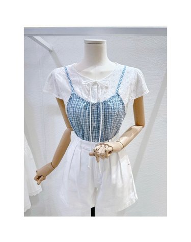 [갤러리아] [LAP]체크뷔스티에 잔꽃블라우스 (AS7XB297)