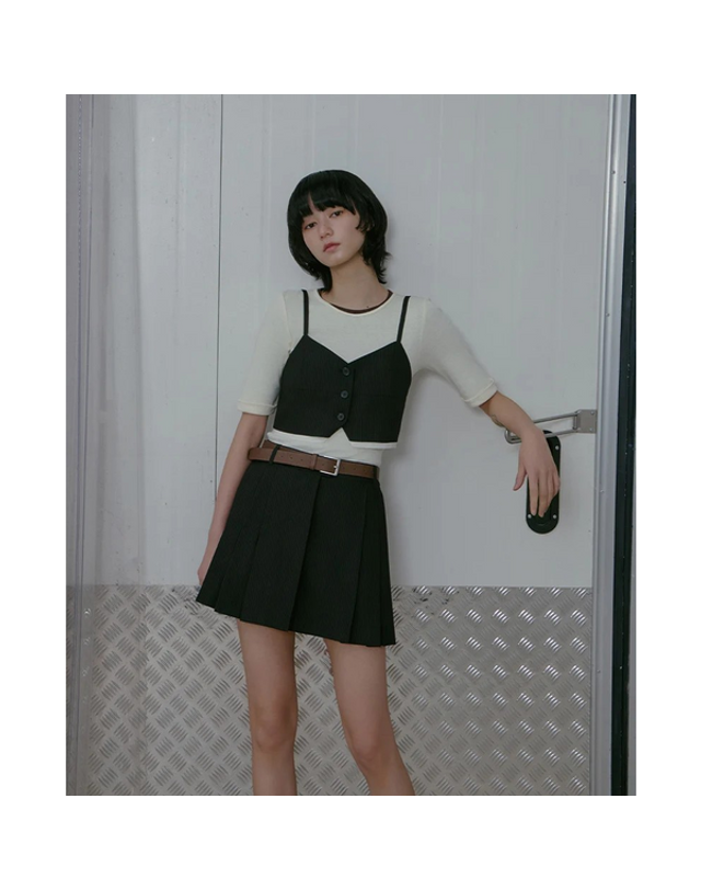 랩 [갤러리아] [LAP]스트라이프 크랍 베스트 (AS1WV260) 착용컷