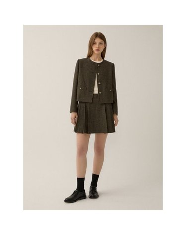 [갤러리아] [가을]라운드넥 심플 크롭 자켓