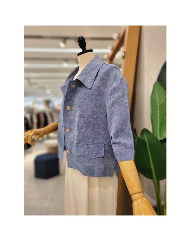 리안뉴욕 [갤러리아] S/S 칼라넥린넨7부소매자켓 RRGWJK010 착용컷