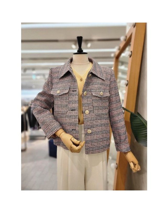 리안뉴욕 [갤러리아] S/S 칼라넥커러믹스트위드버튼재킷 RRCWJK04A 착용컷
