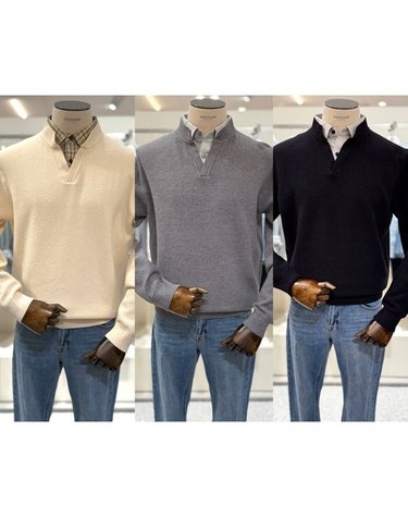 [갤러리아] 에디션 25F/W 남성 겨울 캐시미어 혼방 셔츠 레이어드 니트 NEG1EV1601 3종