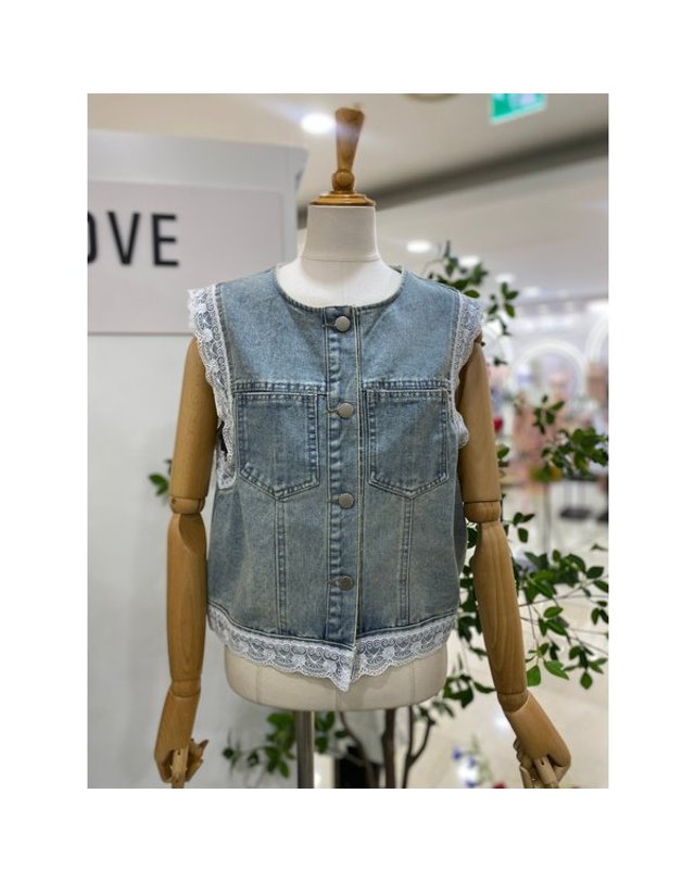 레코브 [갤러리아] [레코브]레이스배색데님베스트 ( LC31F3DV501X) 착용컷