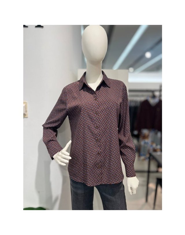 안지크 [갤러리아] 안지크(25F/W)셔츠 패턴블라우스 간절기셔츠 폴리셔츠(AJ3BL6140) 착용컷