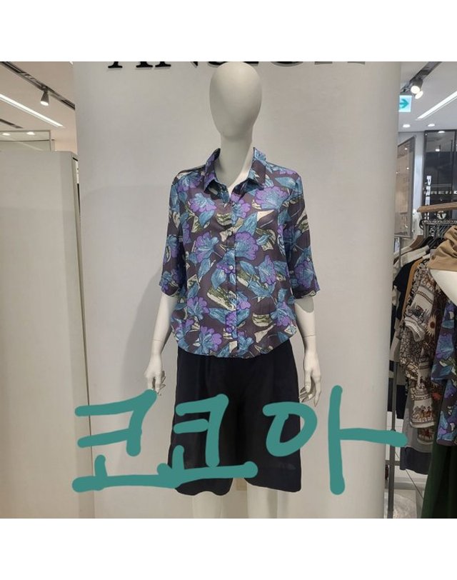 안지크 [갤러리아] 안지크여름셔츠 칠부소매 화사한셔츠블라우스(AH2BL5400) 착용컷