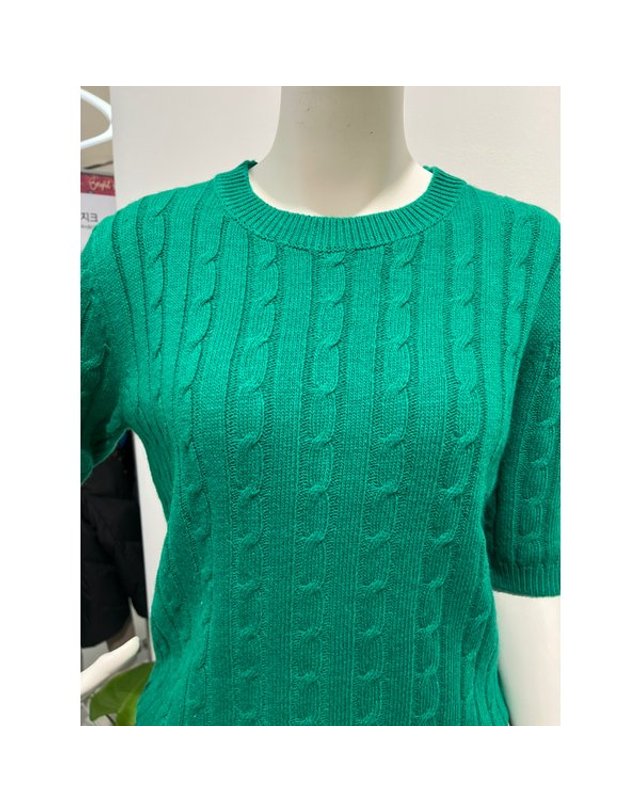안지크 [갤러리아] 마감60%(안지크24S/S) 오부소매화사한니트 라운드넥티셔츠(AI1KP5180) 착용컷