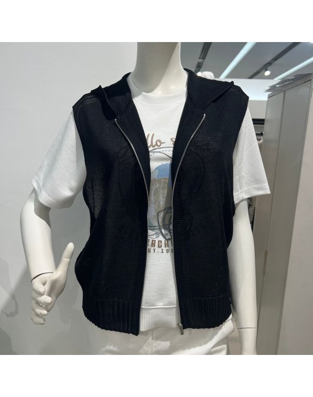 안지크 [갤러리아] 안지크(25S/S)여름니트조끼 후드조끼 후드베스트 니트베스트(AJ2VT5110) 착용컷