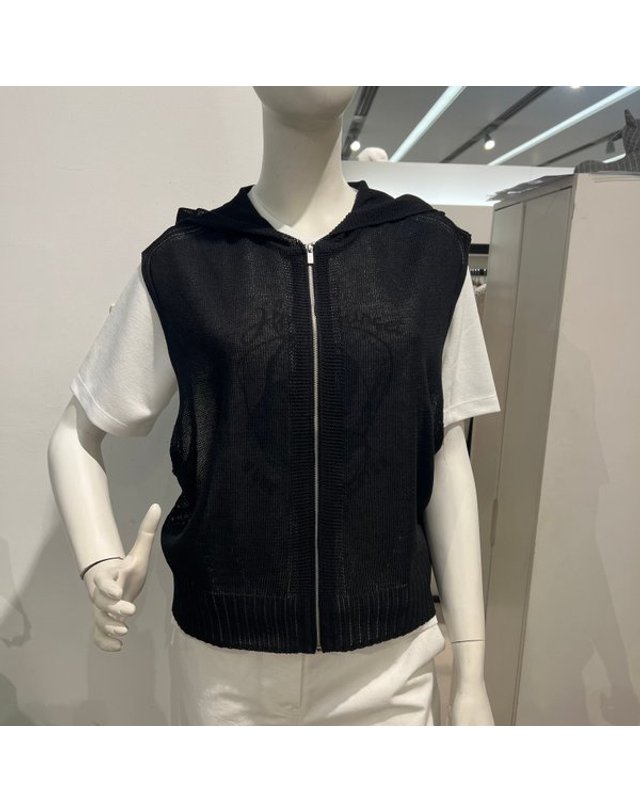 안지크 [갤러리아] 안지크(25S/S)여름니트조끼 후드조끼 후드베스트 니트베스트(AJ2VT5110) 착용컷