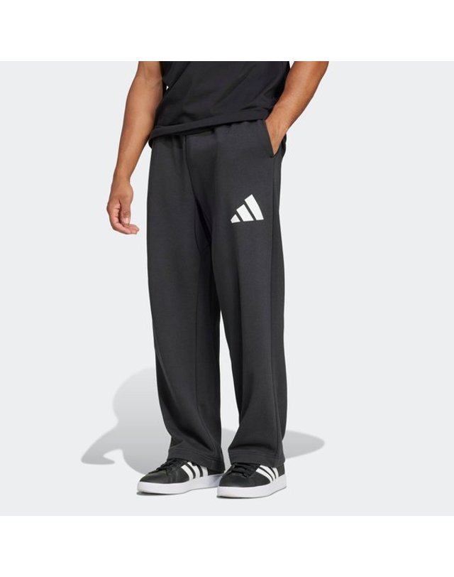 아디다스 [갤러리아] [MENS SPORTSWEAR] 에센셜 와이드 레그 3바 로고 팬츠 (JF3604) 착용컷