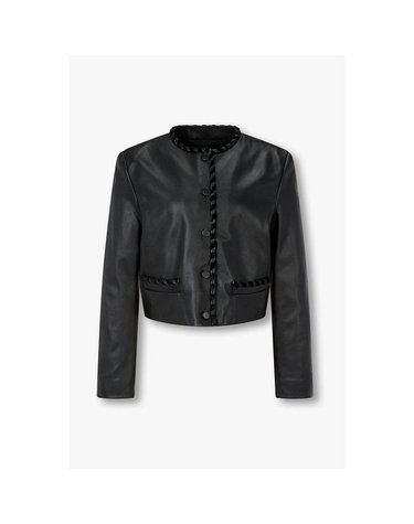 [갤러리아] 2026 F/W 엠포리오아르마니 여성 브레이디드 트림 크롭 레더 자켓 A526309506