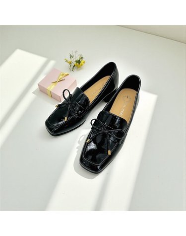 [갤러리아] 고세 여성 데일리 스퀘어 크랙 리본 로퍼 OZP5F022 블랙 4cm