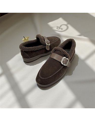 [갤러리아] 고세 데일리 여성 스웨이드 몰딩 방한 털 로퍼 OZP5F083 브라운 2cm