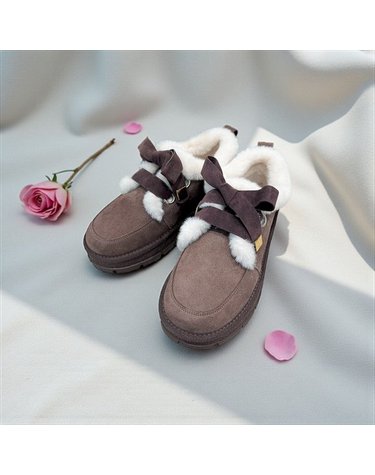 [갤러리아] 고세 데일리 여성 러블리 스웨이드 리본 양털 스니커즈 GZP5F106 브라운 3cm
