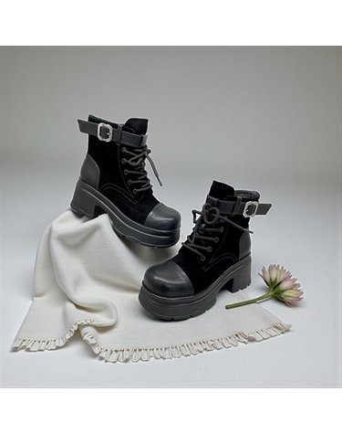 [갤러리아] 고세 데일리 여성 스퀘어 투톤콤비 키높이 워커부츠 GZA5F015 블랙 7cm