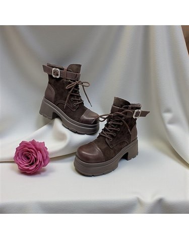 [갤러리아] 고세 데일리 여성 스퀘어 투톤콤비 키높이 워커부츠 GZA5F015 브라운 7cm