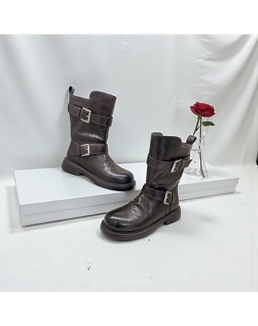 [갤러리아] 고세 데일리 여성 더블버클 그런지 하프 미들부츠 GZH5F020 브라운 4.5cm