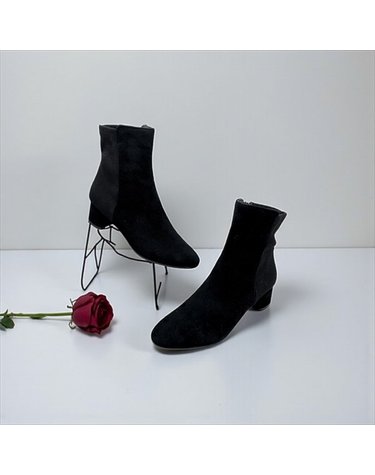[갤러리아] 고세 데일리 여성 페미닌 스웨이드 스퀘어 삭스스판 앵클부츠 GDA5F048 블랙 5cm